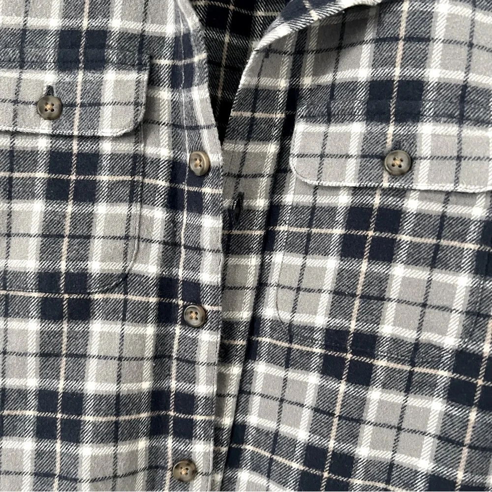 Old Navy NWT Boys Size Small (6-7) Plaid Flannel Utility Pocket Shirt Blue/Gray